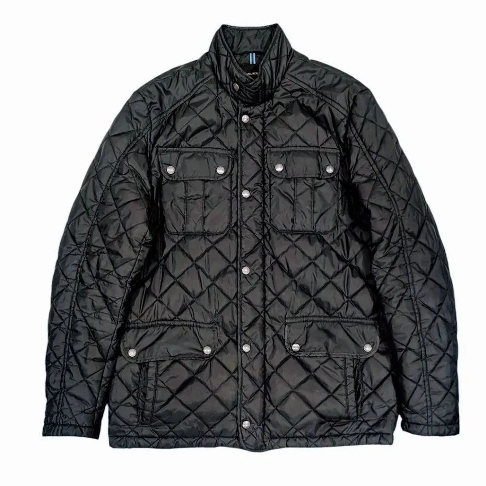 Banana Republic Black Quilted Thermore Field Jacket Mens Large Tall LT